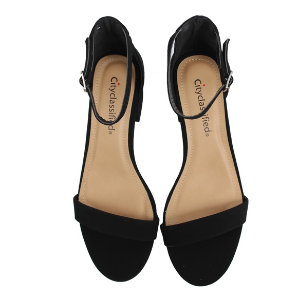 Size 7 Black Open Toe Ankle Strap mid block heel - Picture 4 of 5